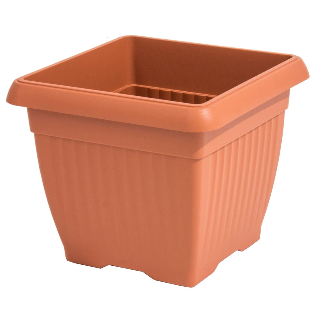 Flower pot, square, Terra, plastic, terracotta, no saucer, 1