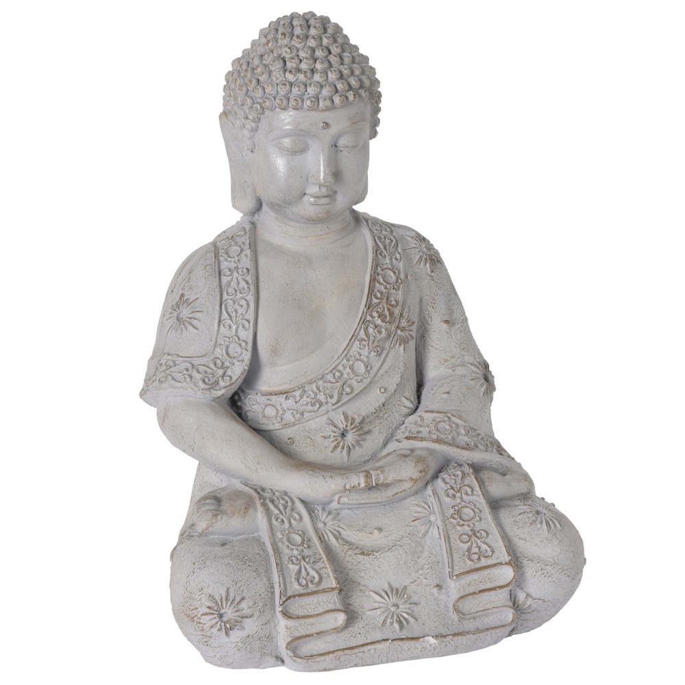 Decorative statue, Buddha, magnesium oxide, white, 29.5x25xH