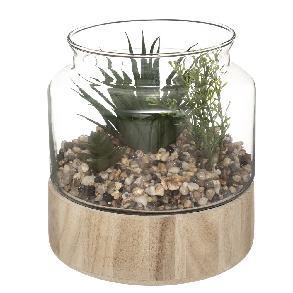 Artificial plant, glass pot, paulownia/glass/stone, clear, Ø