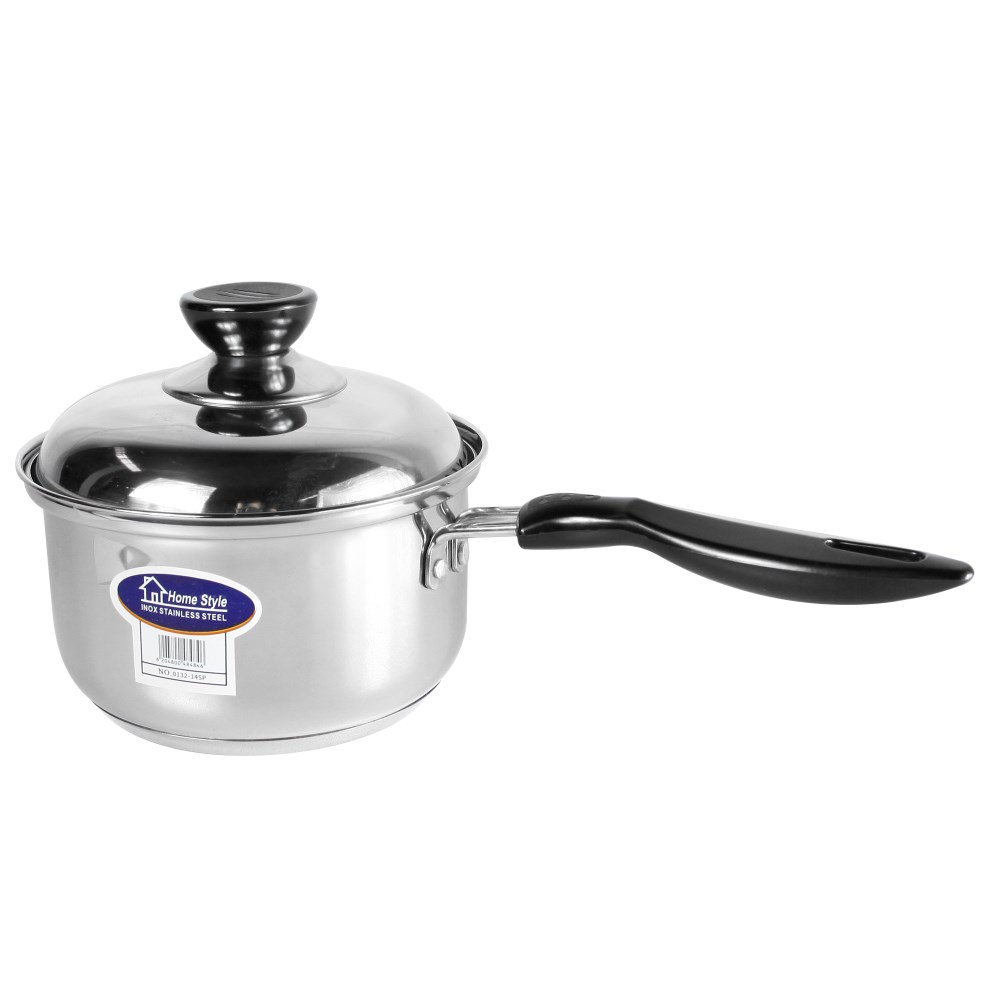 Saucepan Size 14cm with lid and black plastic handle Mega