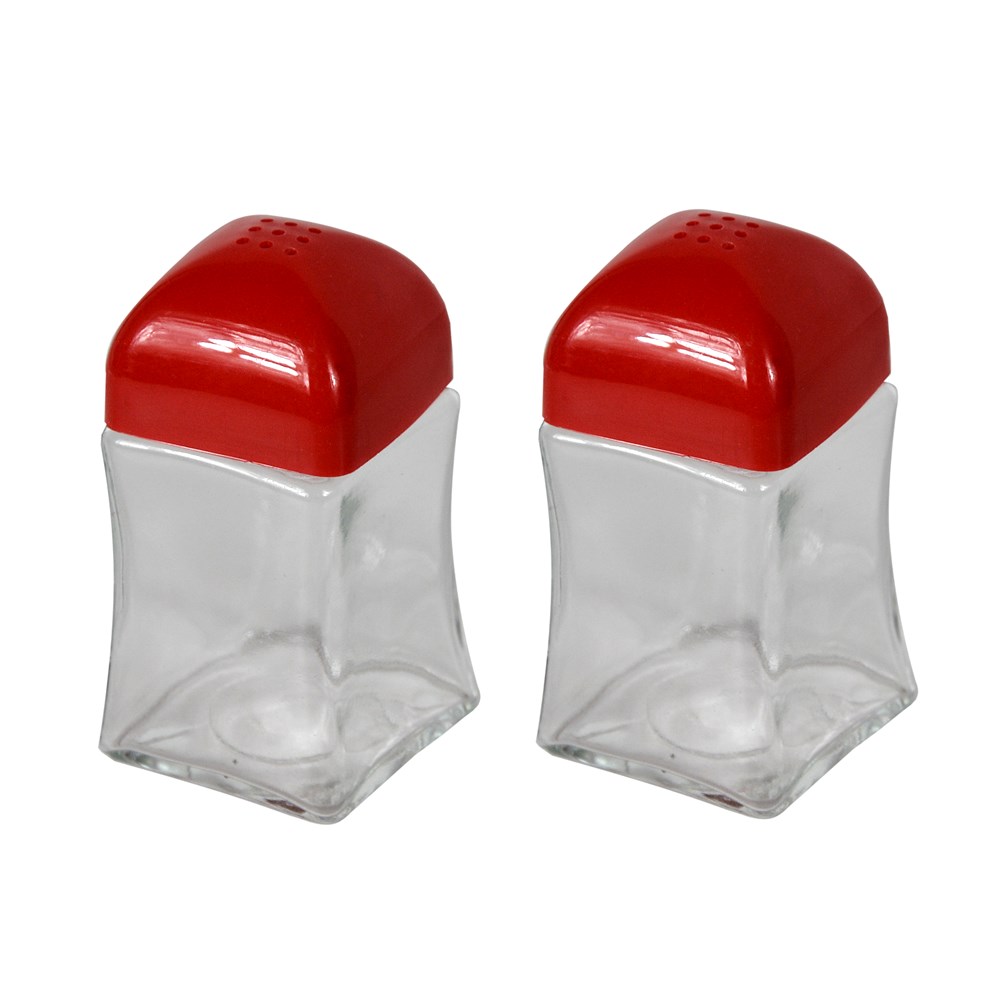 Salt/Pepper holder, Size h8.7 cm, Material Glass + Plastic