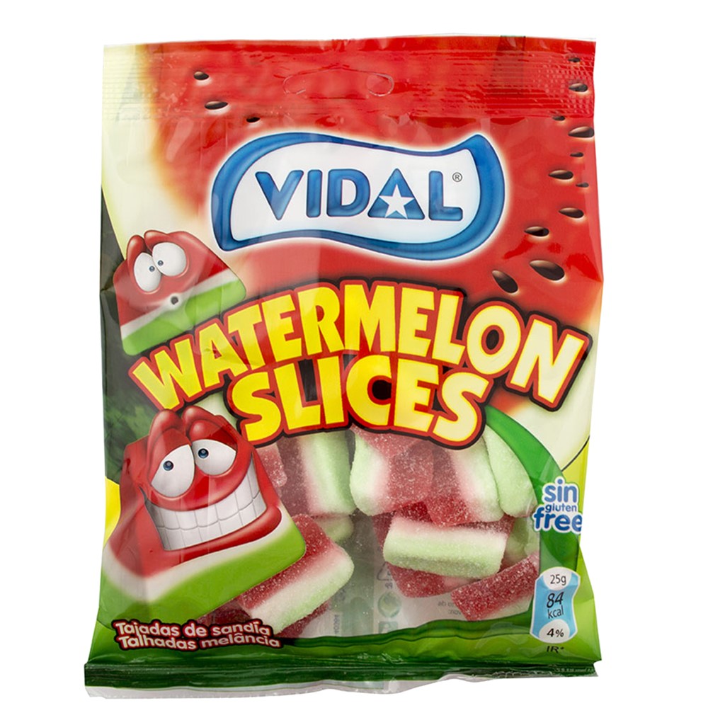 Gummy candies, Watermelon Slices, Vidal, plastic, 100 g, red