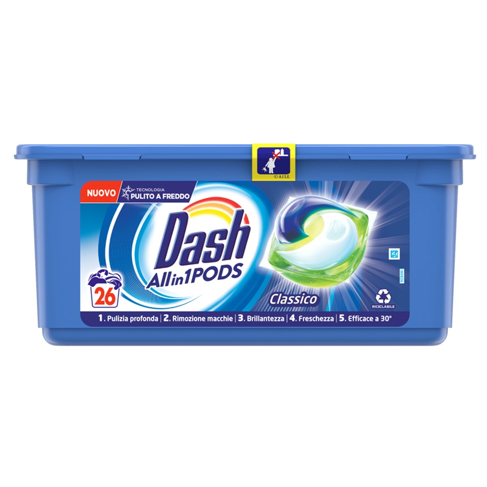 Laundry detergent, Dash pods, All in 1, classic, 26 washes