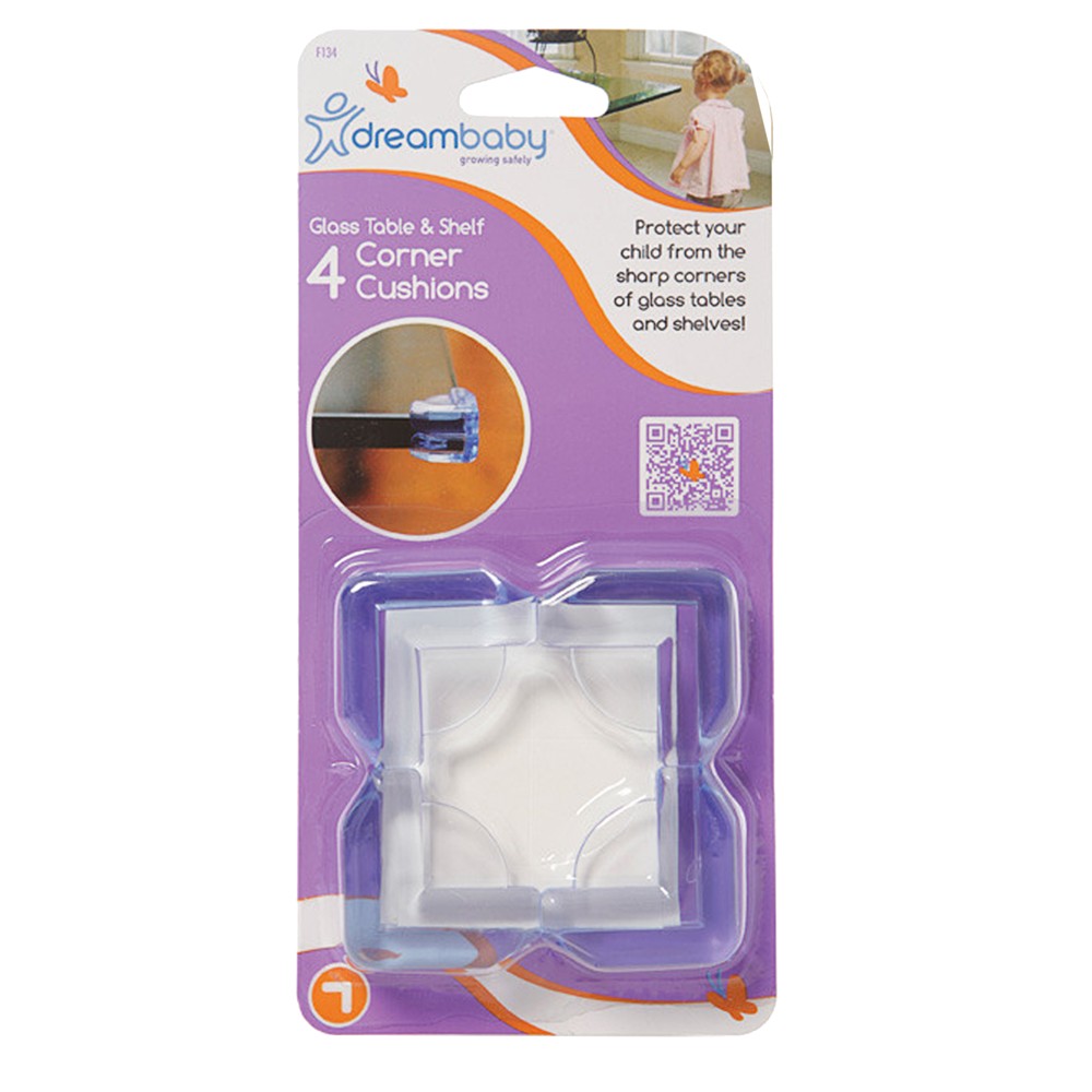 Corner protectors for glass tables, plastic, transparent, 4