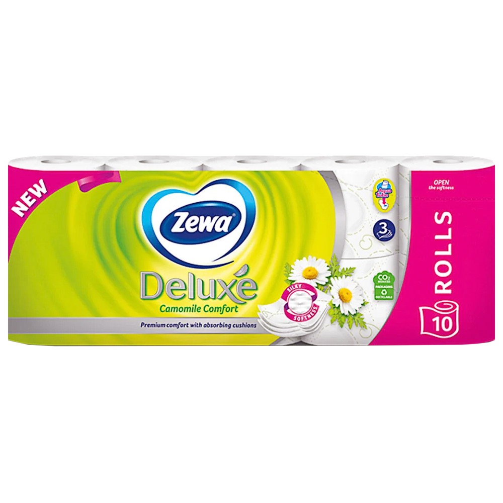 Toilet paper, Zewa Deluxe, Chamomile, cellulose, 3 sheets, 1