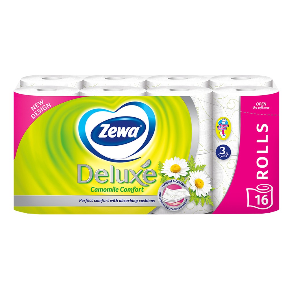 Toilet paper, Zewa Deluxe, Chamomile, cellulose, 3 sheets, 1