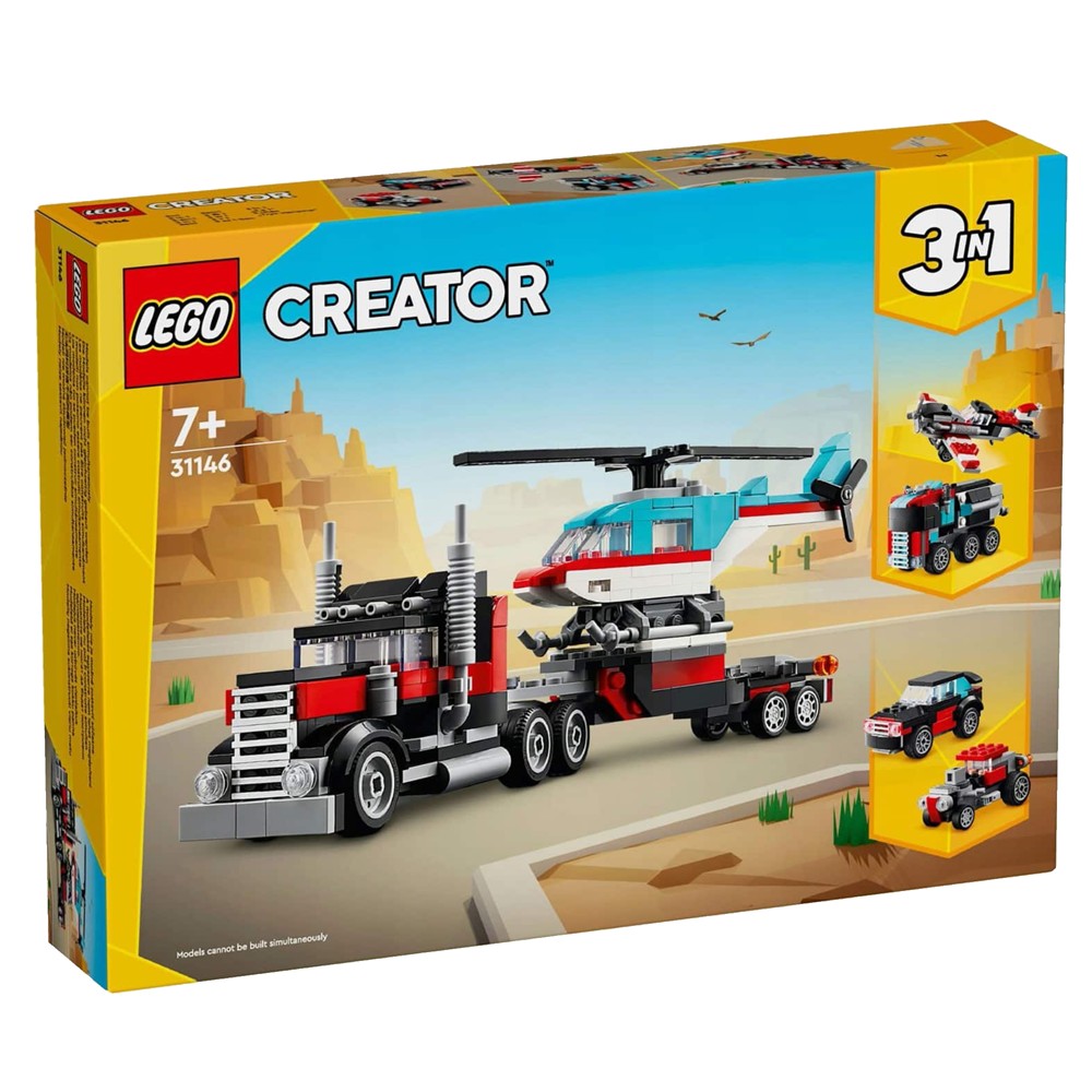 Lego, Creator, Flatbed Truck with Helicopter, 3 in 1, +7 yea