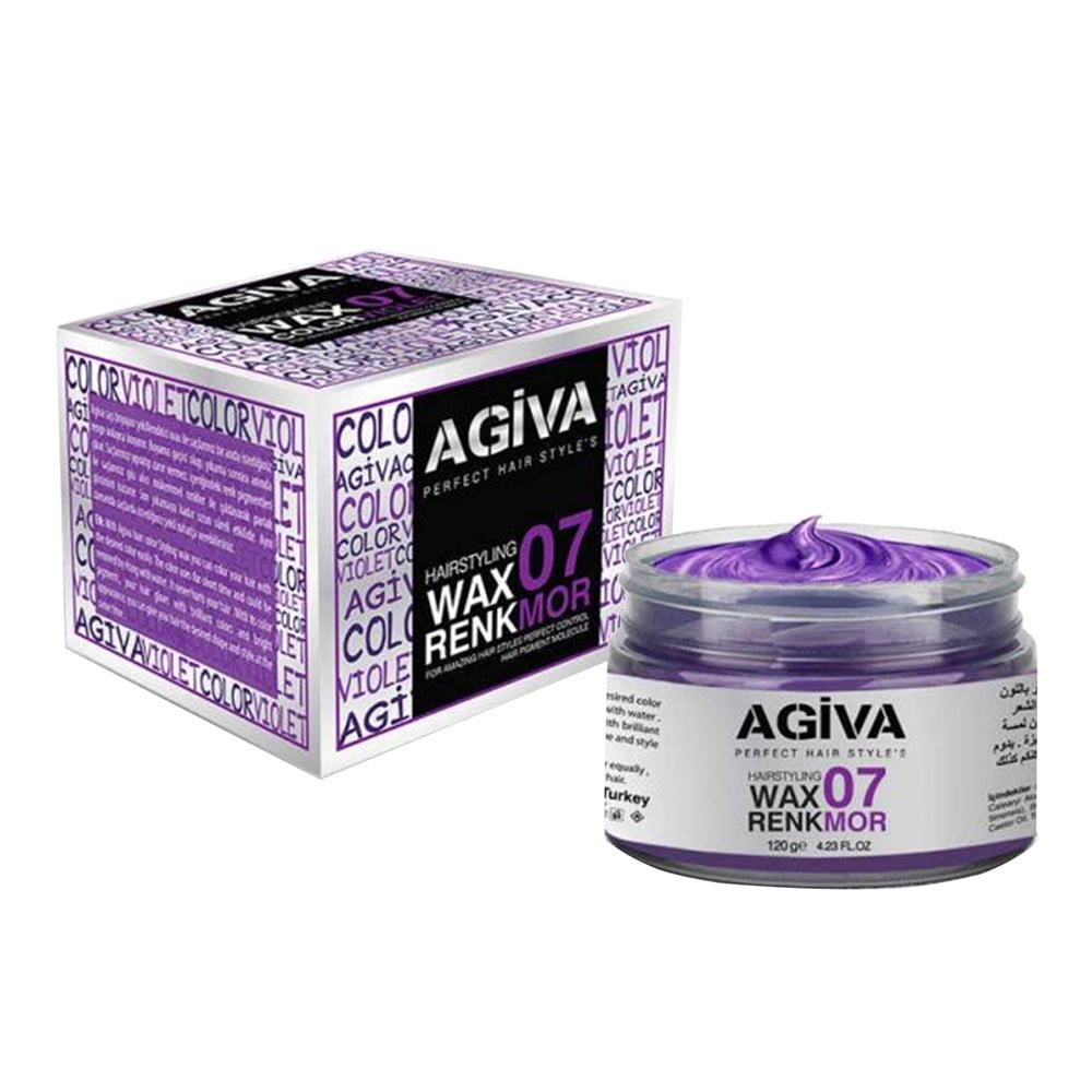 Colored hair styling wax, 07 Purple, Agiva, plastic, 120 g,