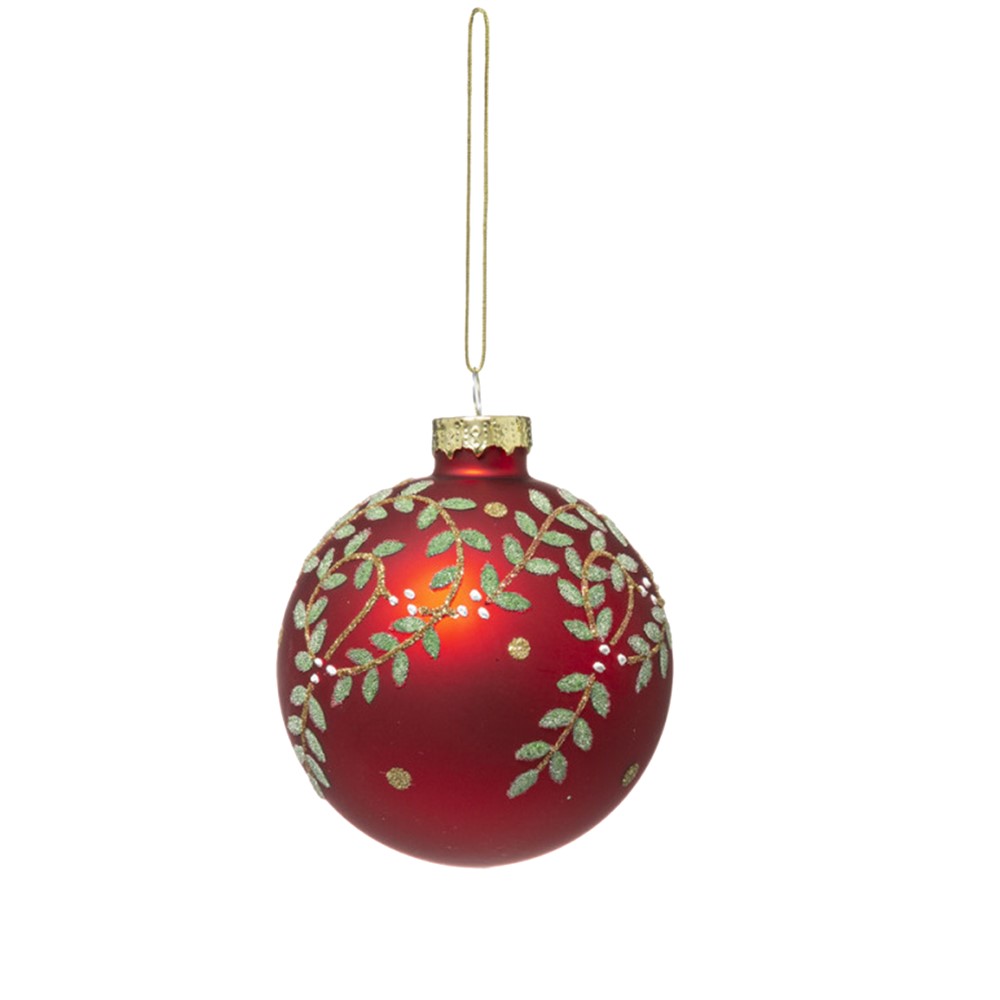 Decorative sphere, glass, red / gold, Dia. 8 cm Megatek