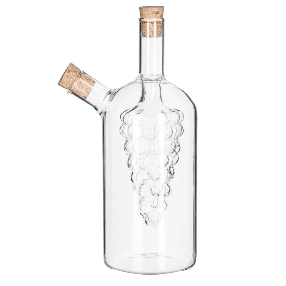 Bottle of oil + vinegar, glass, transparent, Dia. 10x18 cm