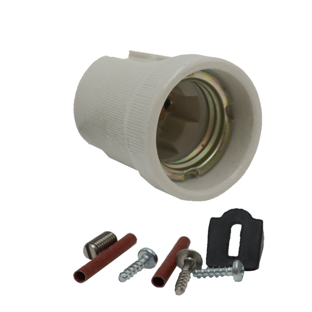 E27 porcelain lampholder, with metalic support Megatek