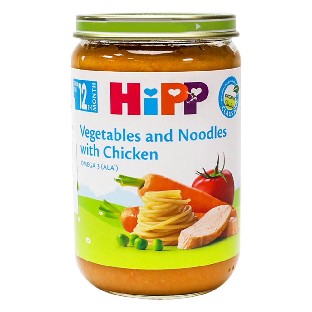 Fine vegetables, noodles and chicken baby food, for babies o