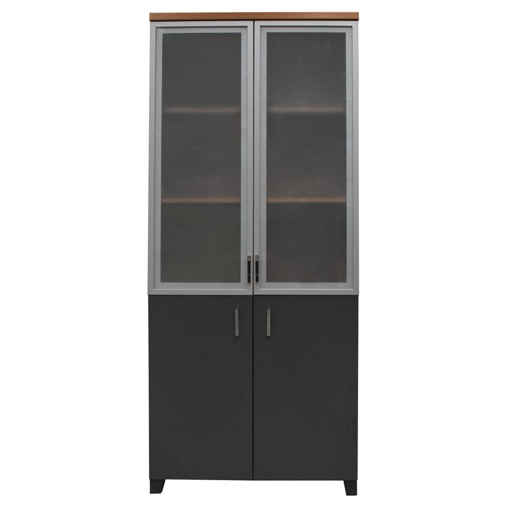 Raft Dosjesh MYL-43 Melaminë Kanata Xhami X2 Teak Antrasit 80x41x192