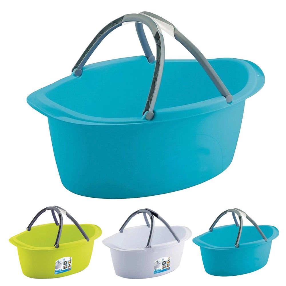 Stella oval 25L Kosh Rrobash Me Dorezë Plastik Shumëngjyrësh 60x40xH25