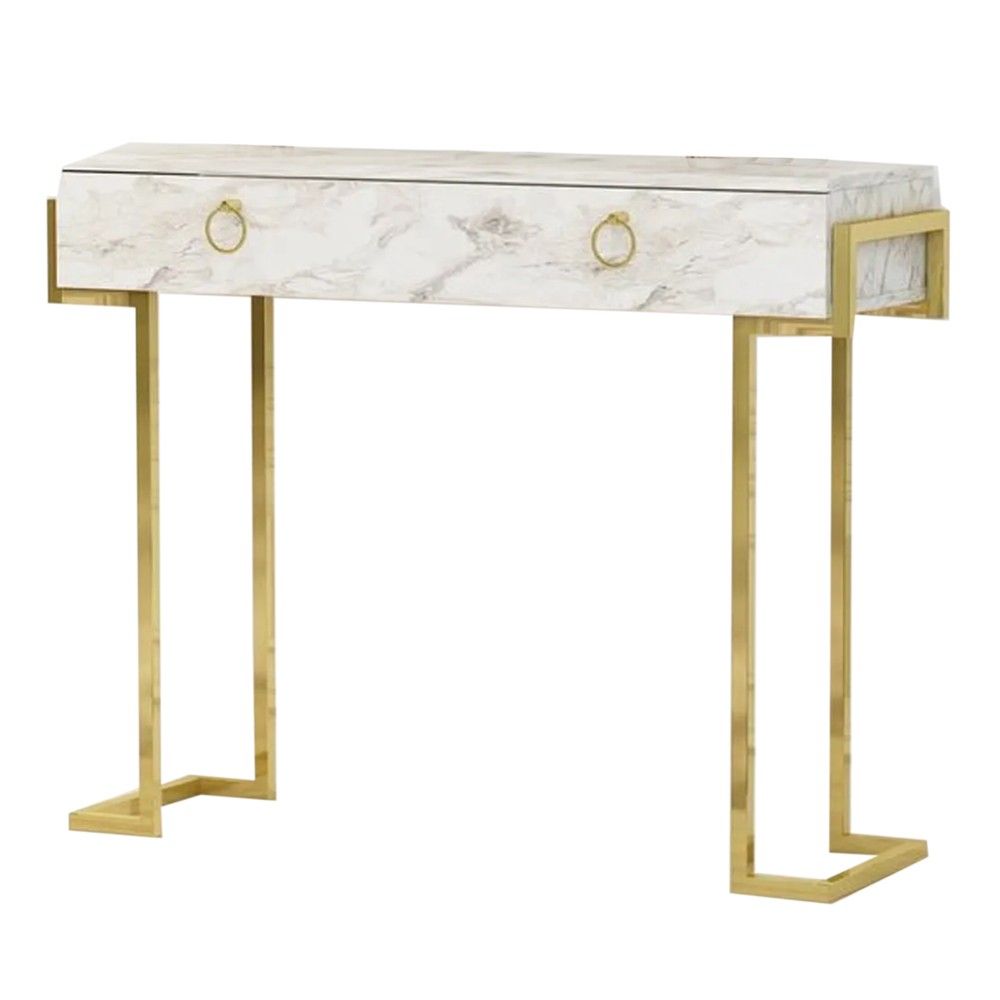 Givayo Mary Tavolinë Koridori Strukturë Metali Flori Melaminë Efekt Mermeri 125x39x95.2