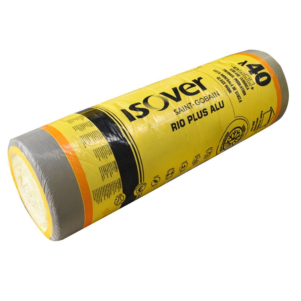 Lesh xhami, Isover, 75x100x1200 cm, me alumin, 9m2/roll, ʎ=0.040 W/m.k 0.04W ʎ=0.040 M.k Ʀ=2.50