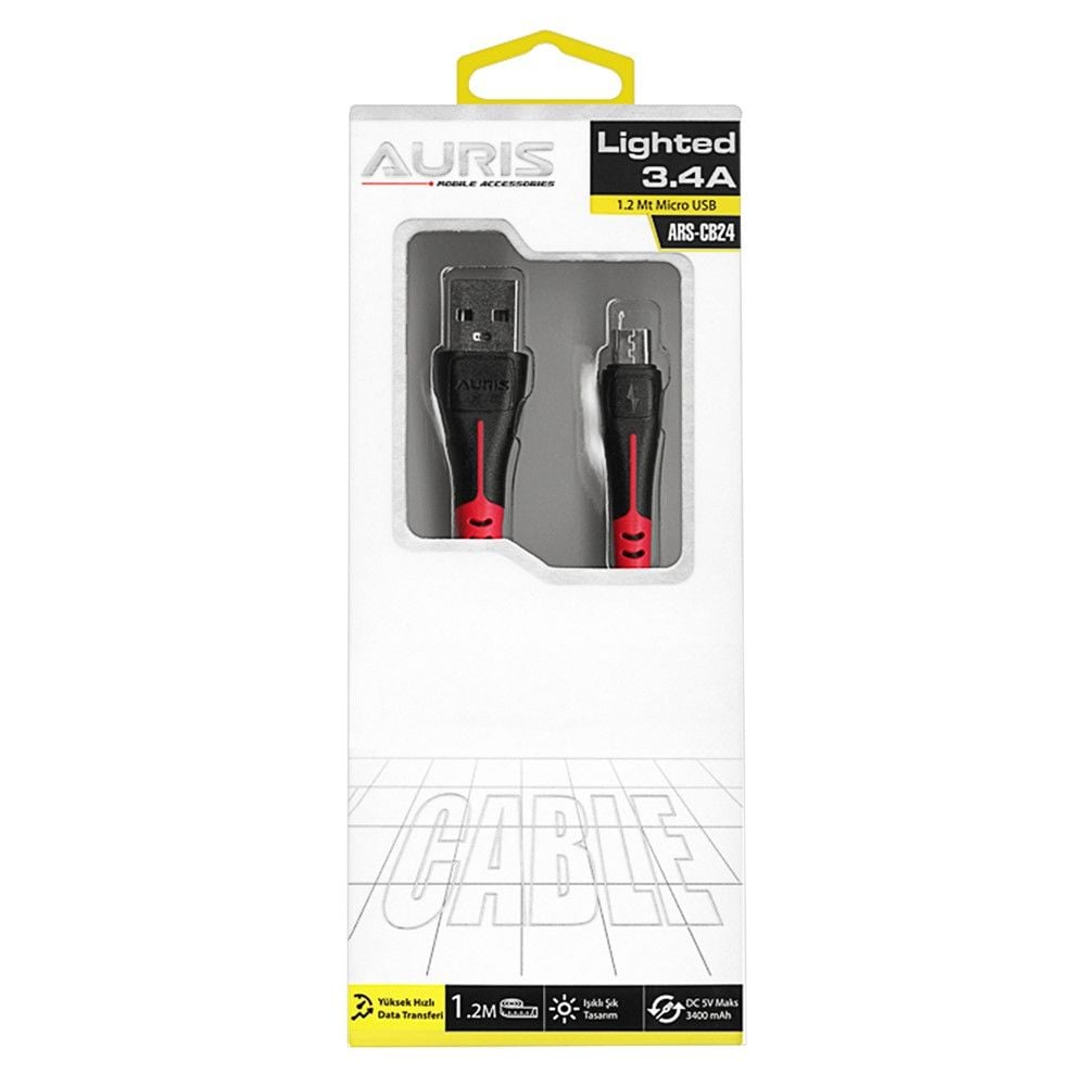 Auris CB24 USB-micro USB 120cm Fishë Karikimi 3.4 A Ngjyrë E Zezë