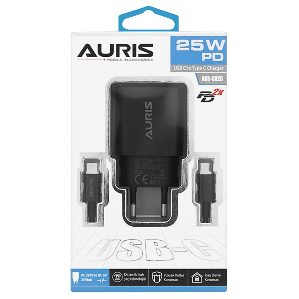 Karikues + fishë, Auris, CH25, 25 W, fishë Type-C - Type-C 25W Type-C Type-C
