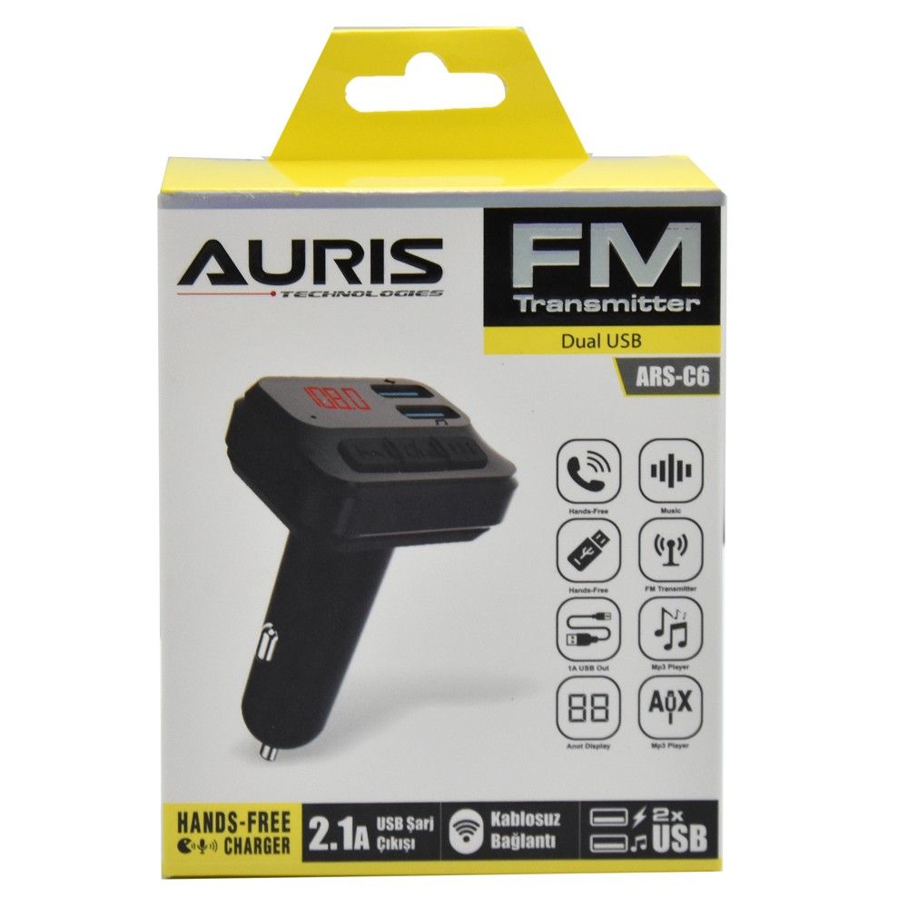 Per Makine Auris ARS-C6 12V MP3 Me Bluetooth 2.1A Telefonatë Muzikë Radio Hyrje USB