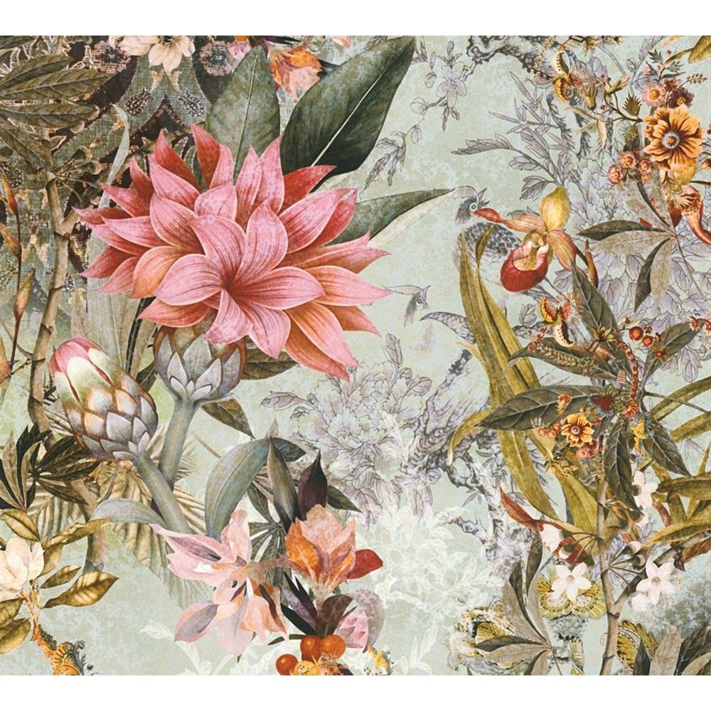 As Creation Dream Flowery 38177-1 Leter Muri Floral 10.05x0.53 M Gri