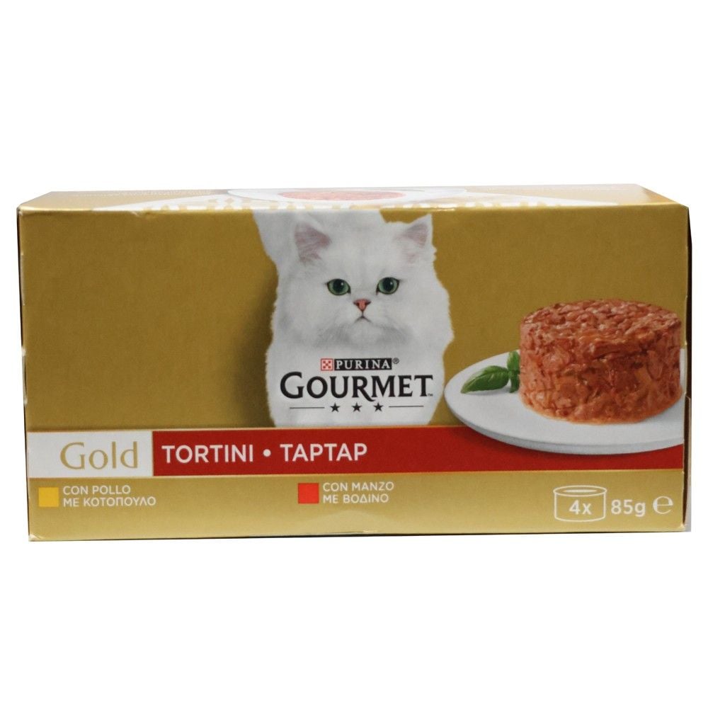 Purina Gourmet Gold Tortini Ushqim Per Mace 4x85 G Me Mish Pule Dhe Vici