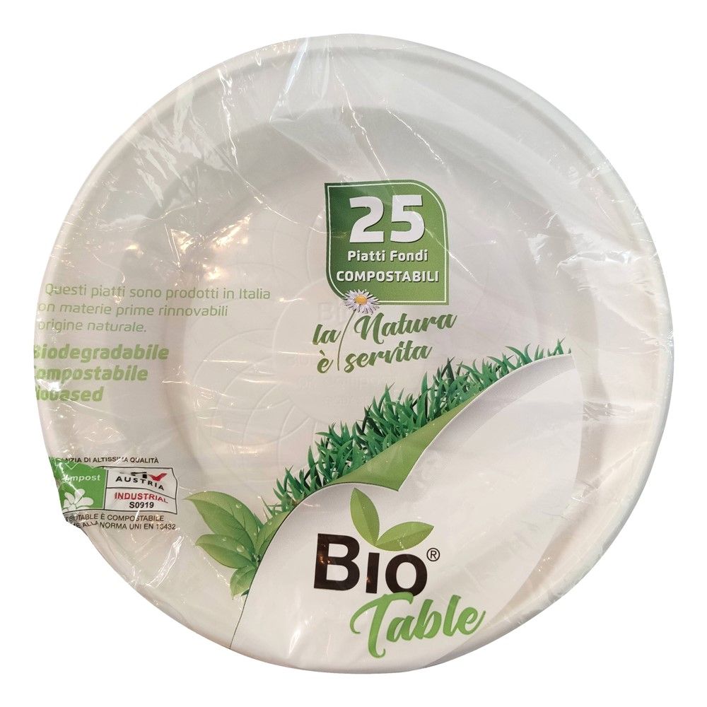 Bio Table 25 pjata të thella 22cm Me Njëpërdorimshe Biopolimer 22 E Bardhë 1