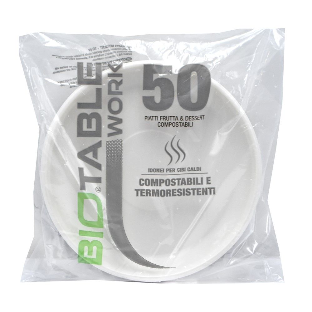 Bio Table 50 pjata ëmbëlsire 16cm Me Njëpërdorimshe Biopolimer 16 E Bardhë 1