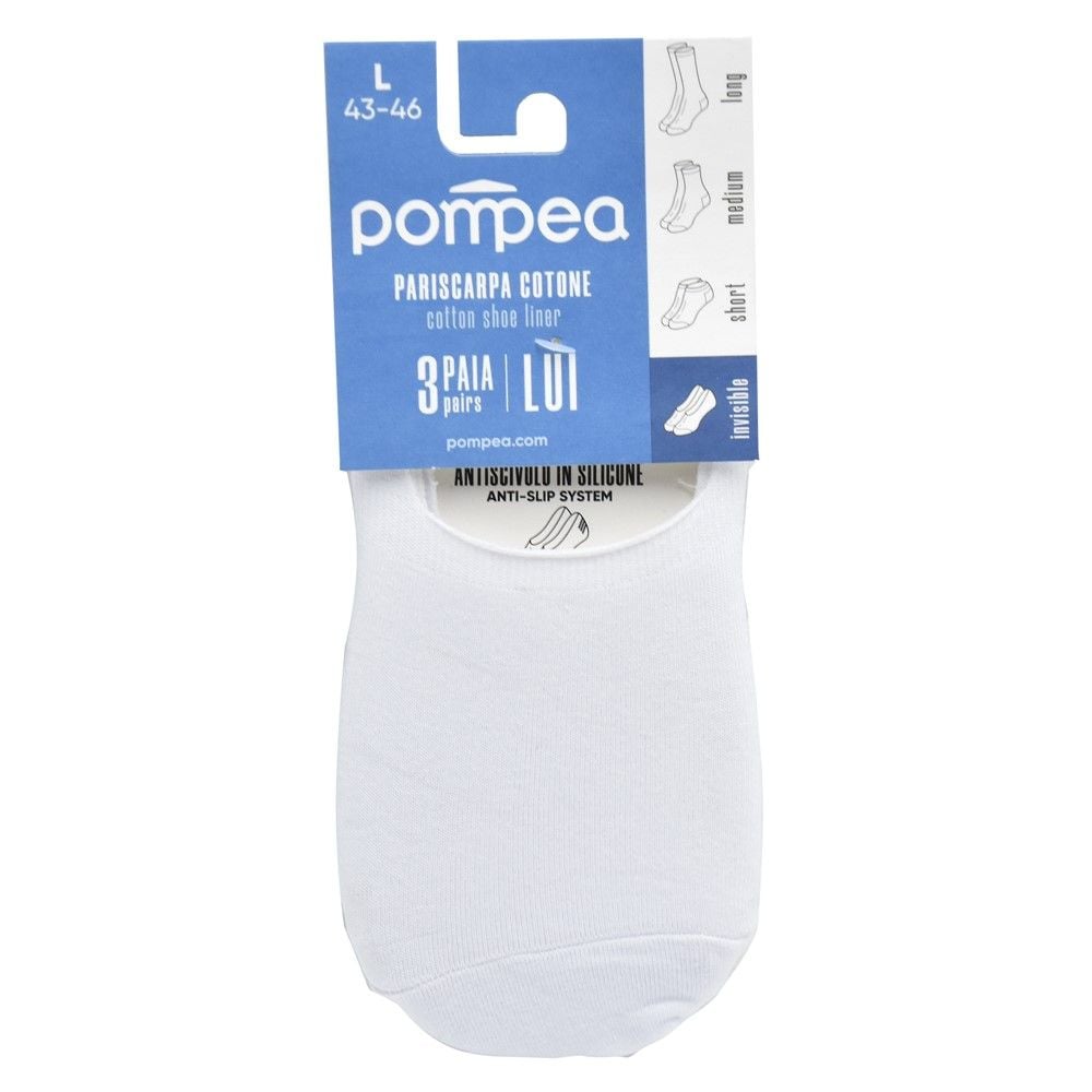 Pompea Çorape 43-46 L Pambuk Bardhë 3 Palë