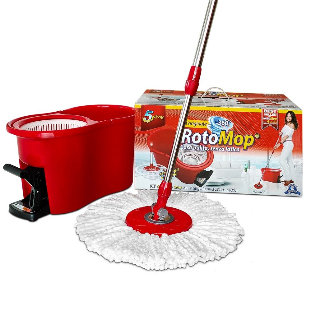 Superfive Rotomop Kit Kovë Pastrimi Plastike E Kuqe 1
