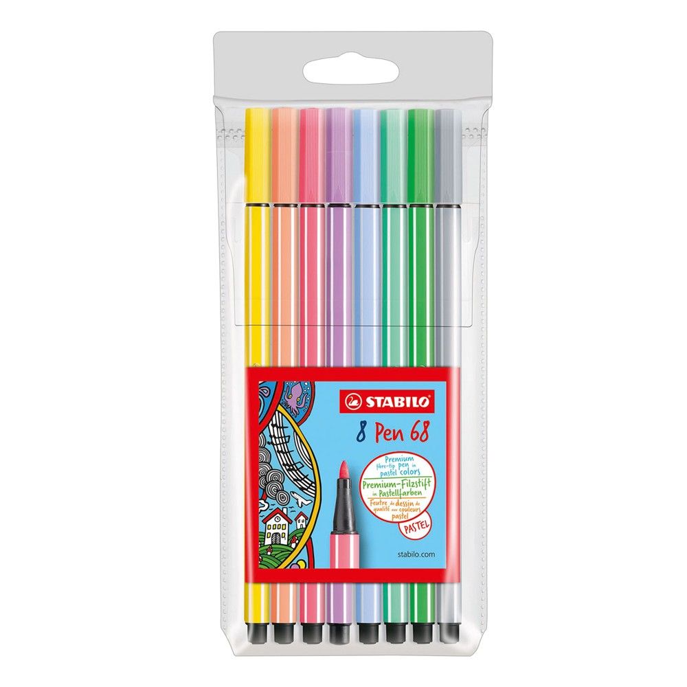 Stabilo Pen 68 Pastel Markera Me Ngjyra Plastikë 8.5x0.9x19 Mikse 8