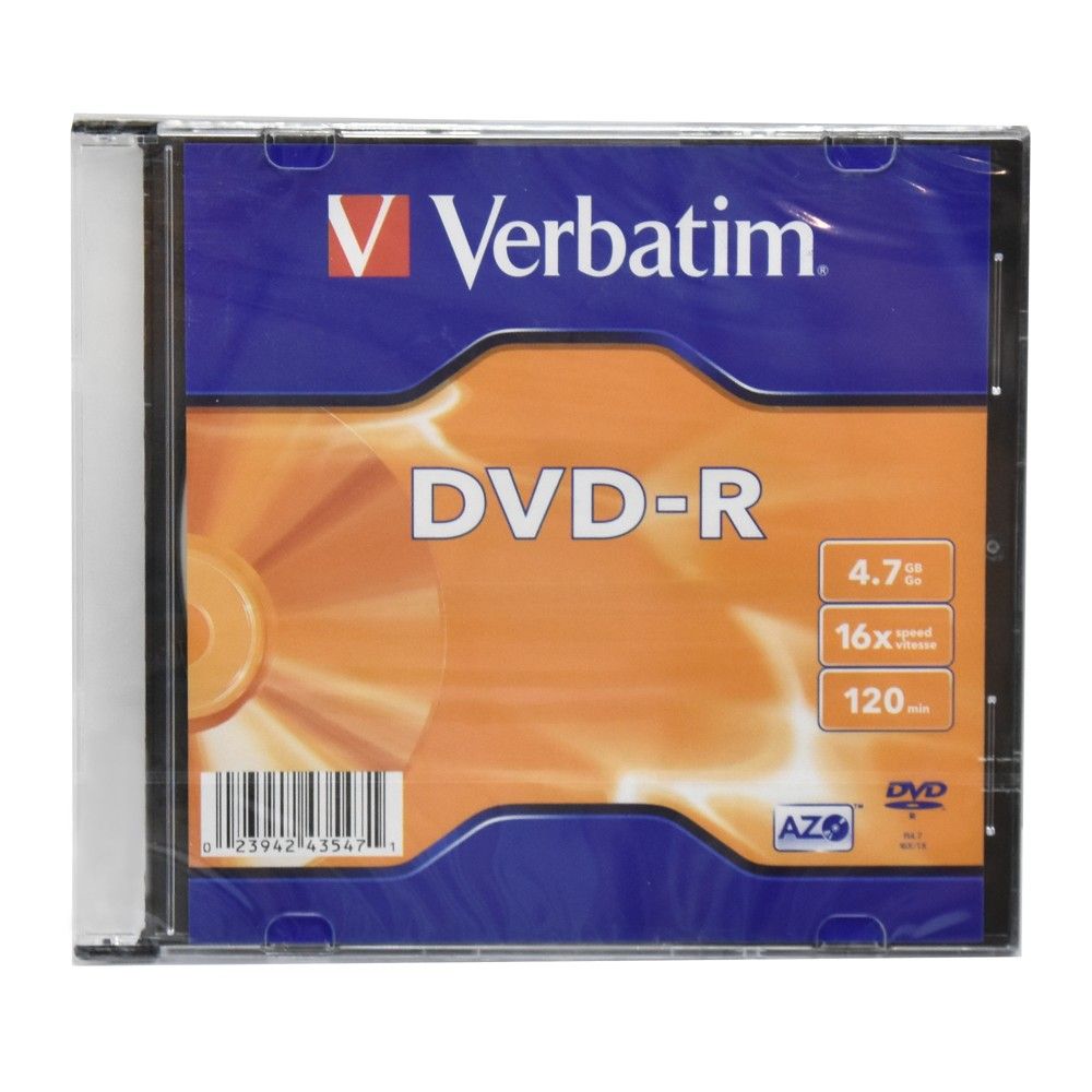 Verbatim Dvd-r, 4.7 gb, 16x20, pack slim
