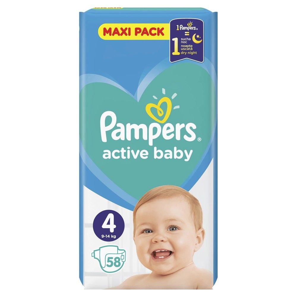 Pampers Maxi S 4 (9-14 kg), 58 cope 14kg Panolina Per Bebe