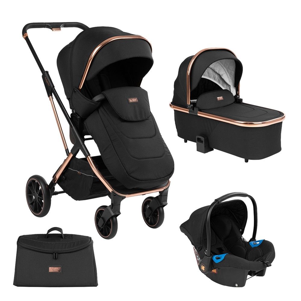 Set karrocë 22kg Për Fëmijë 3 Në E Zezë E Kromuar 22