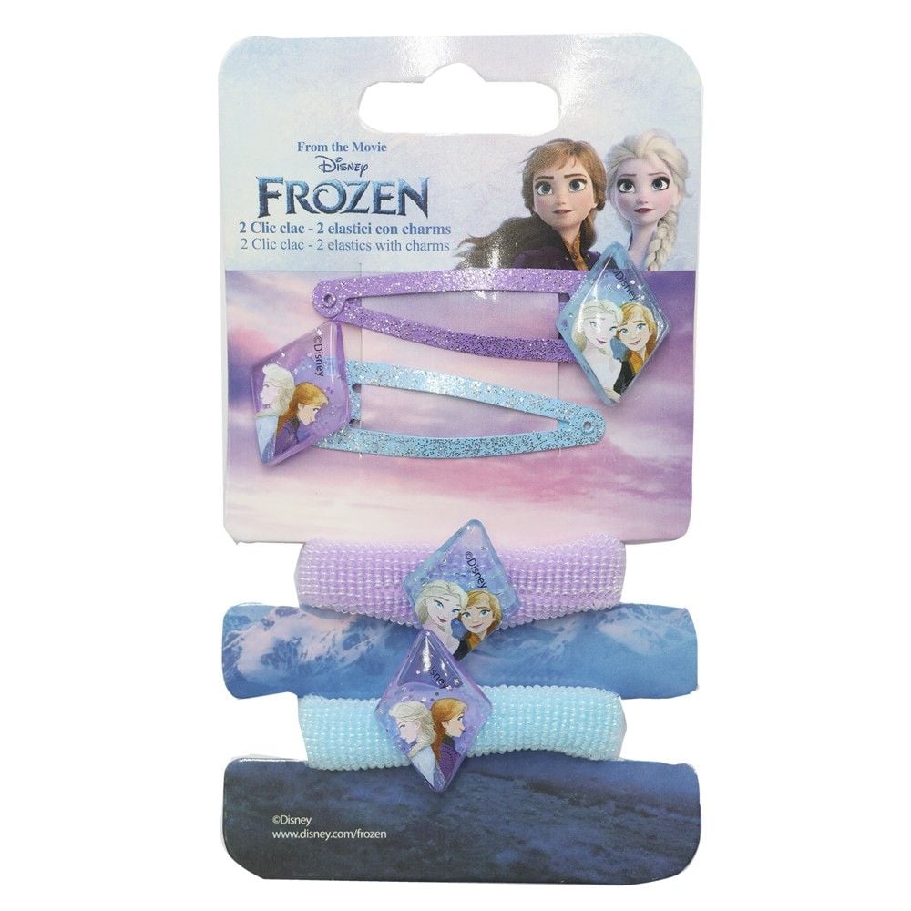 Frozen II Kapëse Dhe Llastik Flokësh Bojëqiell Lejla 2 Kapëse 2 Llastik