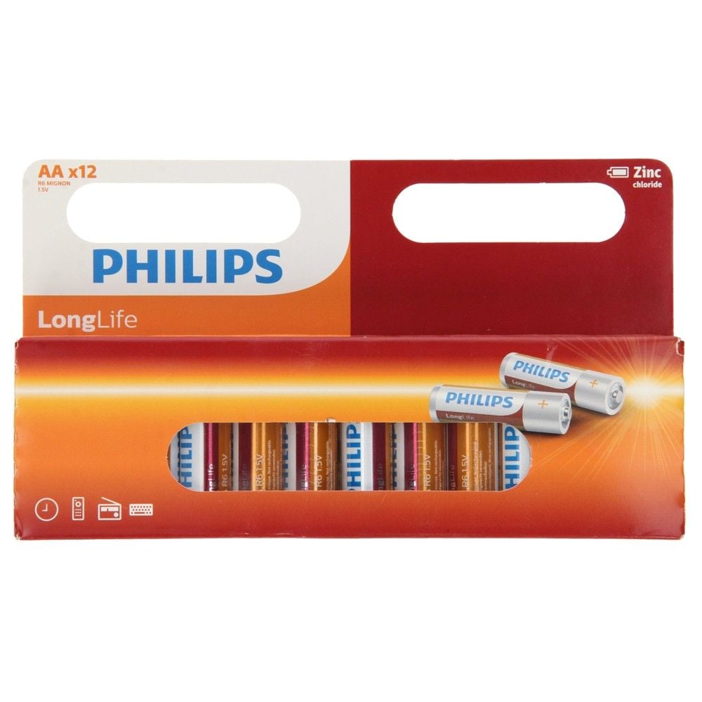 Bateri, Philips, AA/LR6, longlife, 12 cop/pako