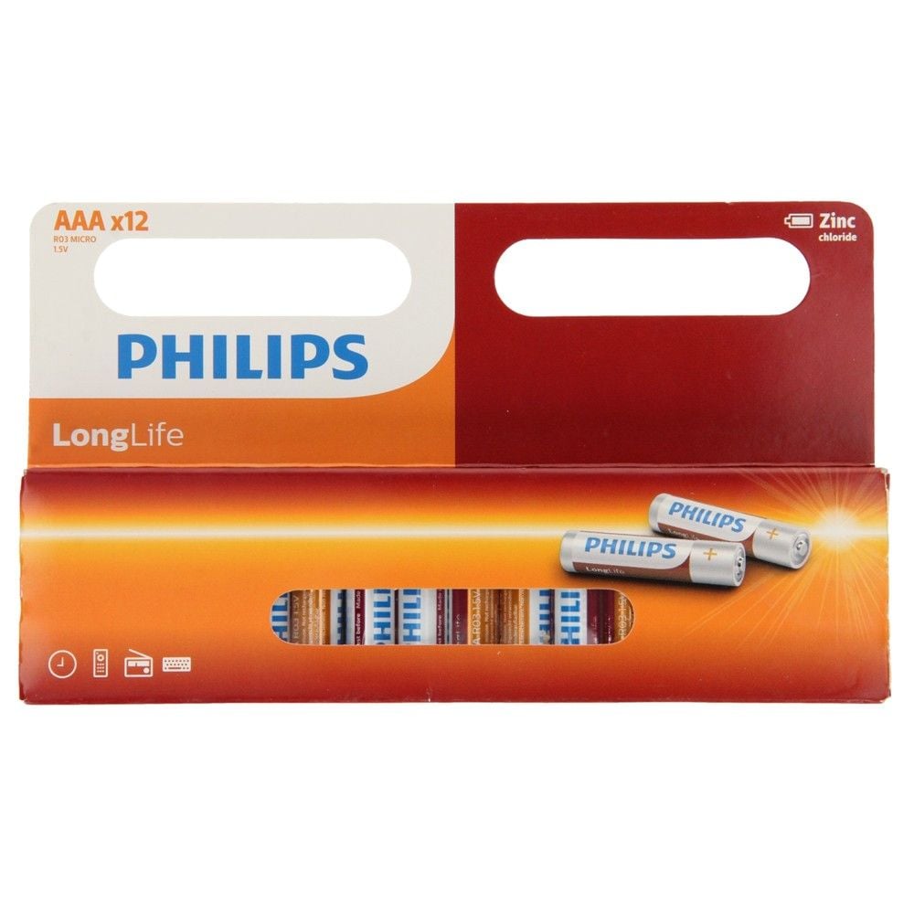Bateri, Philips, AAA/LR03, longlife, 12 cop/pako