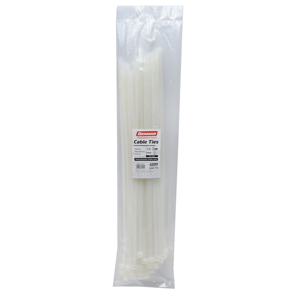 Benman 430mmX7,6mm Fasheta Plastike 50 Cop Bardhe