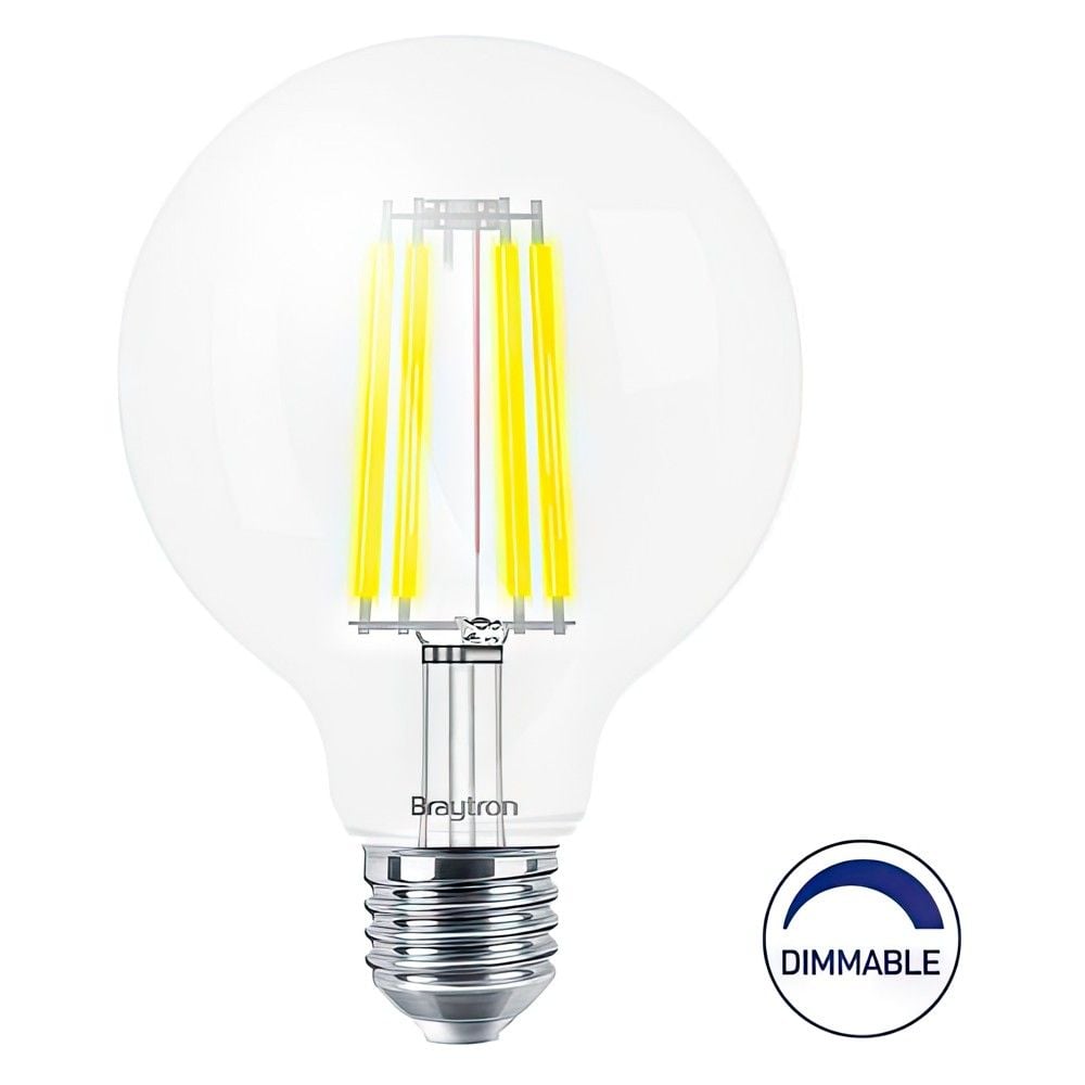 Llambë LED BRAYTRON, Filament, E27, A95, 8W, 2700K, 220V-240V AC e dim
