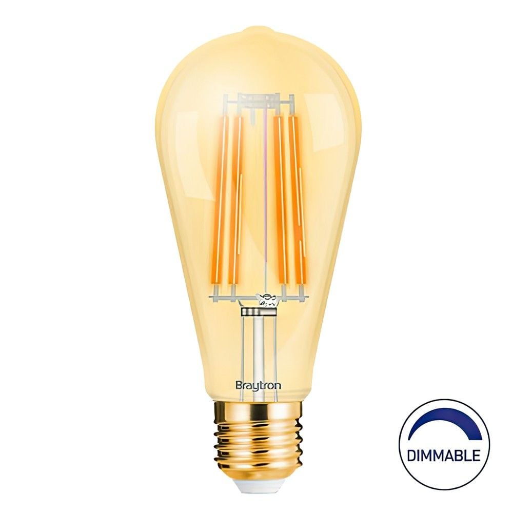 Llambë LED BRAYTRON, Filament, E27, 6W, ST64, 2200K, 220V-240V AC, e d
