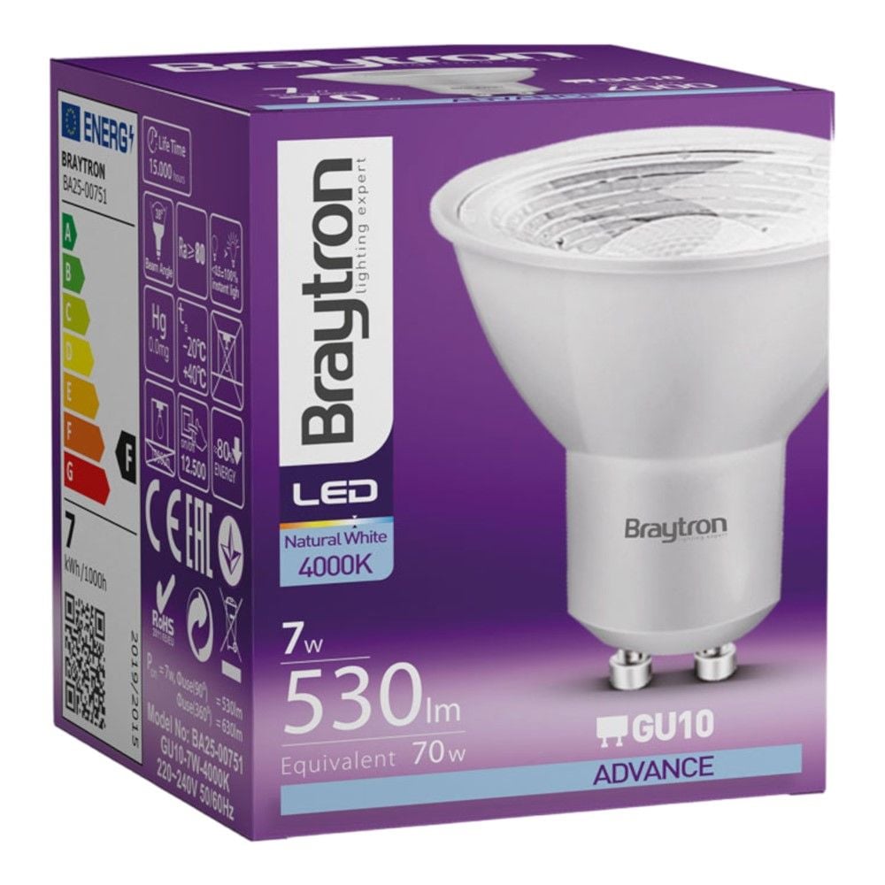 Braytron Smart GU10 5W 220-240V Llambë LED RGBW 430lm AC E Dimerueshme
