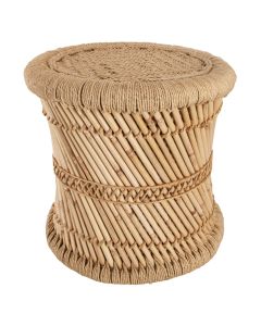 Side table, L, hemp/bamboo, beige, Ø38 xH38 cm