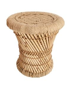 Tavolinë këndi, S, druri/bambu, bezhë, Ø30 xH32 cm