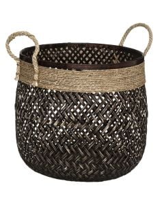 Kosh magazinimi, L, bambu/jutë, kafe/zezë, Ø37 xH34 cm