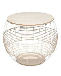 Tavolinë këndi, M, Juline, strukturë metalike, syprinë druri, e bardhë/bezhë, Ø50 xH41.5 cm