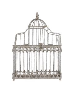 Decorative object, M, cage, Aviary, metal, champagne, 13x26xH40 cm