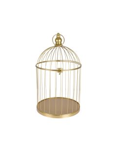 Wall decor, S, Bird cage, metal, golden, 15x32 cm