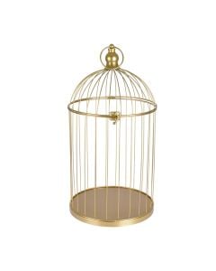 Wall decor, M, Bird cage, metal, golden, 20x39 cm