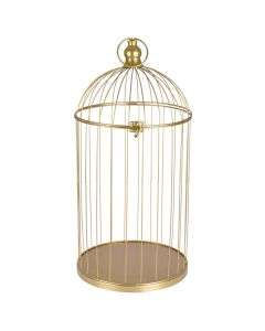 Wall decor, L, Bird cage, metal, golden, 25x52 cm