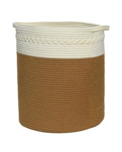 Basket, L, cotton, brown/white