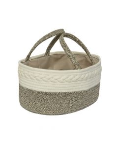 Basket, S, cotton, grey/white